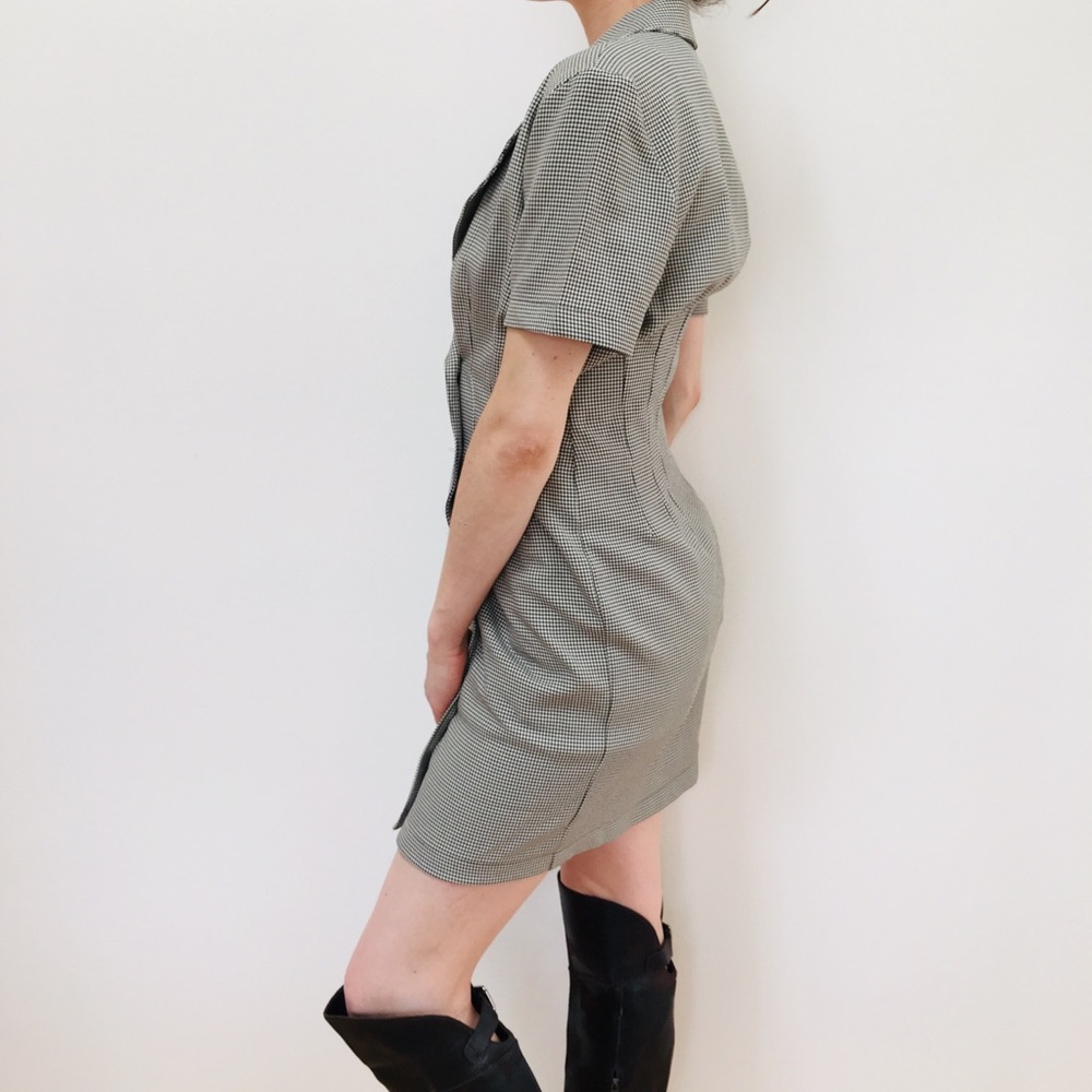 Vintage Houndstooth Button Down Dress - image 5